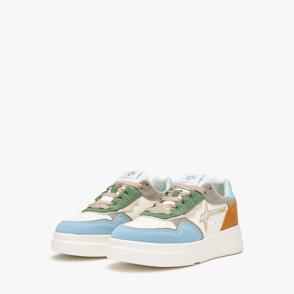 Basket W6YZ White/Light Blue/Green Femme | EWO-29935766